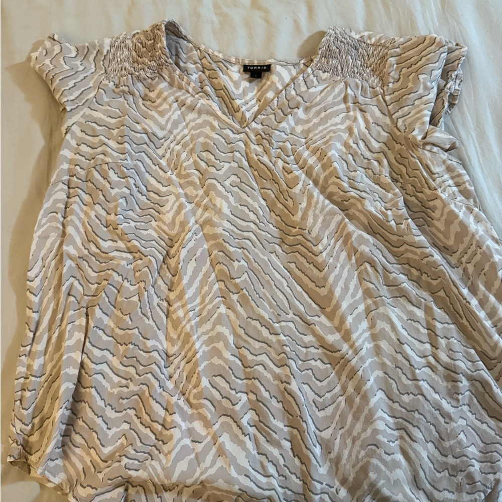Torrid Beige and White Zebra Print Blouse